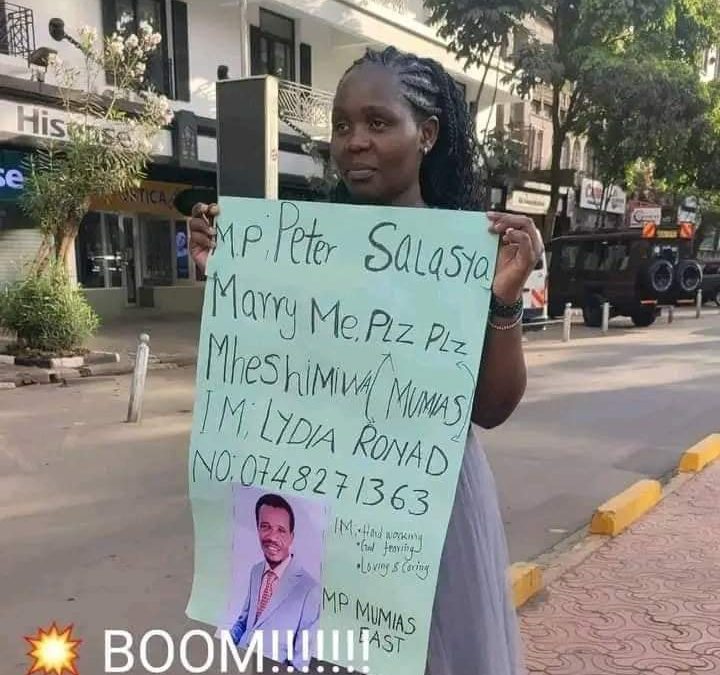 Peter Salasya finally meets the lady who went on the streets urging him to marry her.