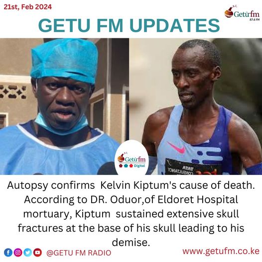 Autopsy confirms Kelvin Kiptum’s cause of death.