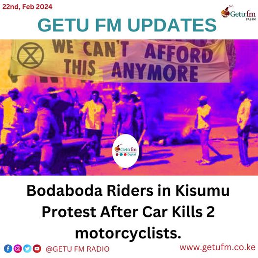 Bodaboda Riders in Kisumu Protest After Car Kills 2 motorcyclists.