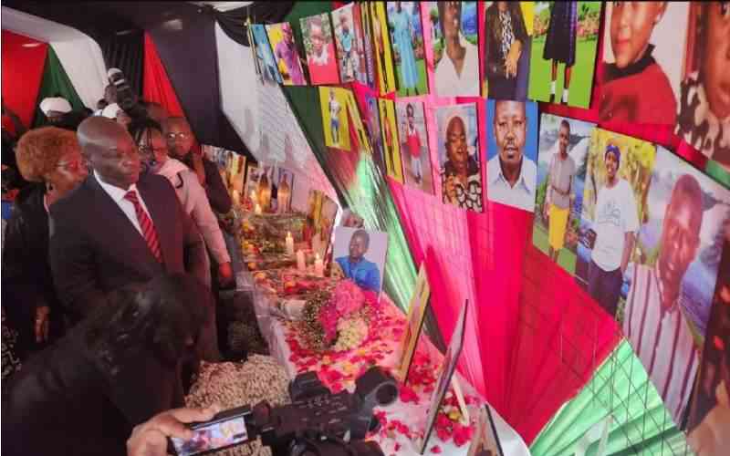 DP GACHAGUA JOINS OTHER LEADERS IN NAKURU TO MOURN 62 INDIVIDUALS WHO LOST LIVES ON MAI MAHIU FLOOD TRAGEDY.